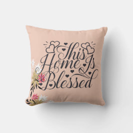 Cojín Decorativo Esta Casa Es Bendecida. | Floral