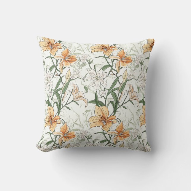 Cojín Decorativo Está escrito en las hojas, Naranja Tiger Lilies (Anverso)
