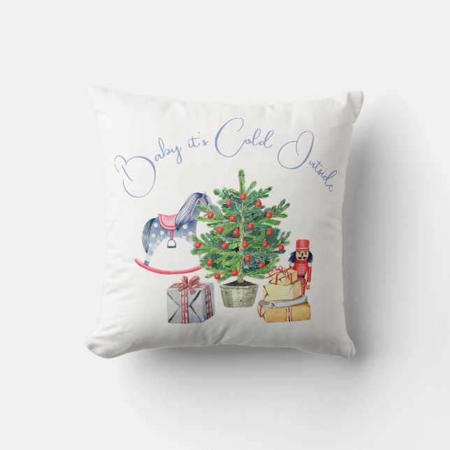Cojín Decorativo Está frío fuera del Baby Shower de Christmas Tree  (Anverso)