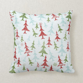 Cojín Decorativo Estación del navidad rojo, verde, azul y blanco