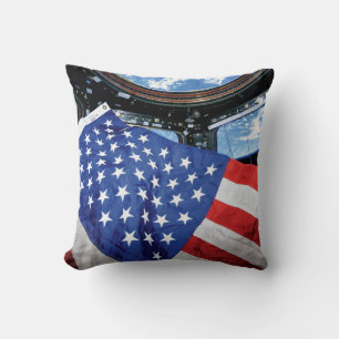 Cojín Decorativo Estación Espacial Bandera Americana Órbita Terrest