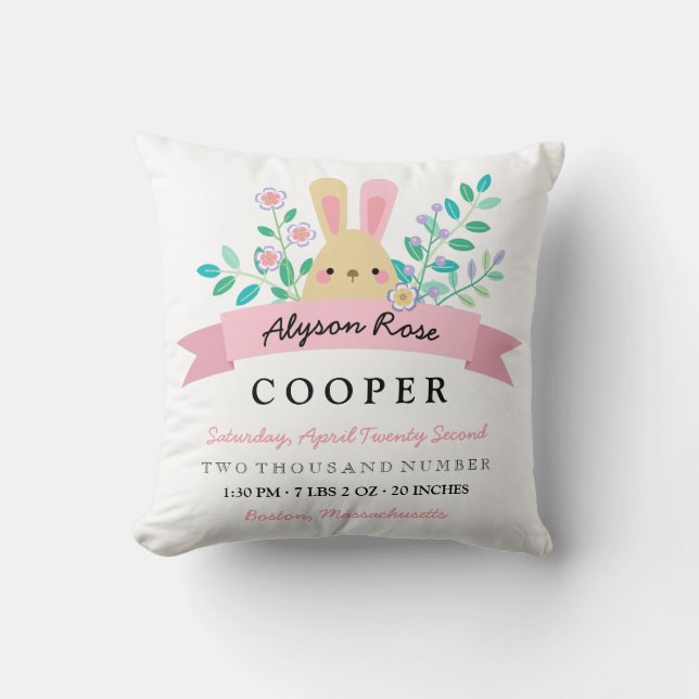 Cojín Decorativo Estaciones de nacimientos de Bonito de conejo y fl (Anverso)