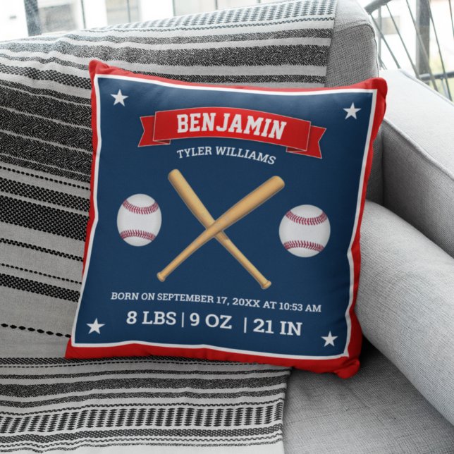 Cojín Decorativo Estaciones de natalidad de los bebés de béisbol ro (Subido por el creador)