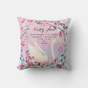 Cojín Decorativo Estadísticas de bebé niña de nursery de cisne o re