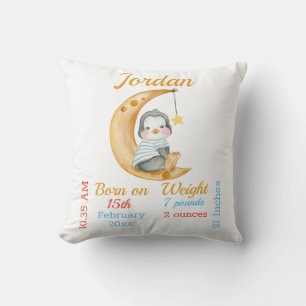 Cojín Decorativo Estadísticas de bebé pingüino media luna