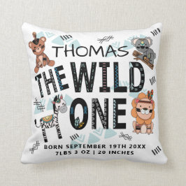 Cojín Decorativo Estadísticas de Boho Wild One Birth