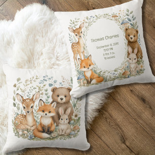 Cojín Decorativo Estadísticas de nacimiento Animales del bosque Nue