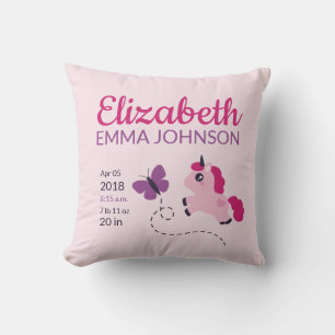 Cojín Decorativo Estadísticas de nacimiento de niños de Unicornio
