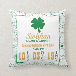 Cojín Decorativo Estadísticas de nacimiento del Recién nacido irlan