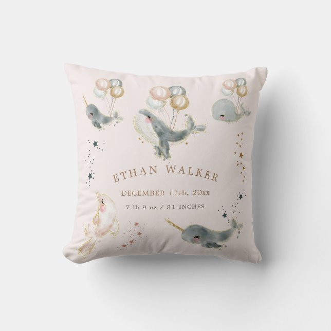 Cojín Decorativo estadísticas de natalidad de ballenas mágicas (Anverso)