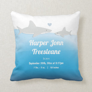Cojín Decorativo Estadísticas de natalidad de bebé de nombre blanco