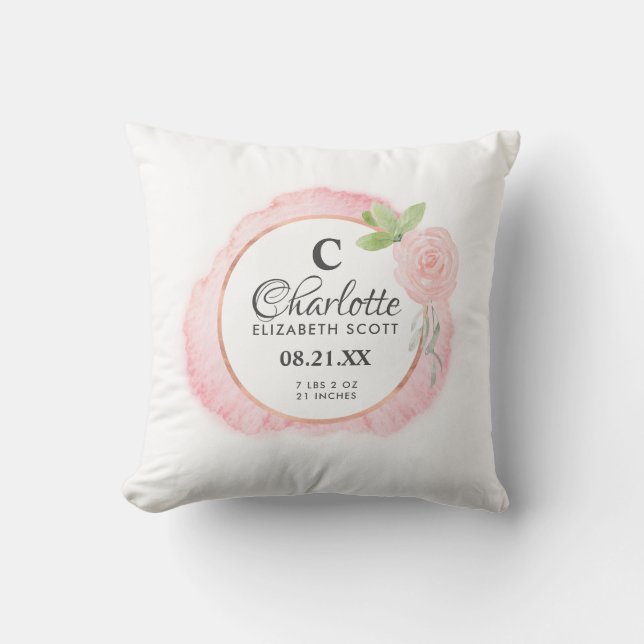 Cojín Decorativo Estadísticas de natalidad floral rosa rosa de Rubo (Anverso)