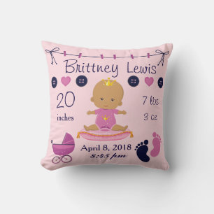 Cojín Decorativo Estadísticas de natalidad para bebés afroamericano