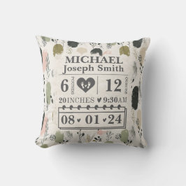 Cojín Decorativo Estadísticas de natalidad personalizadas Boho