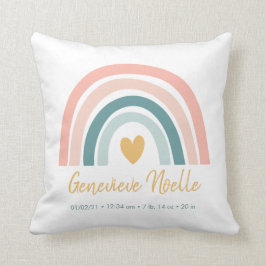 Cojín Decorativo Estadísticas de natalidad personalizadas del Boho
