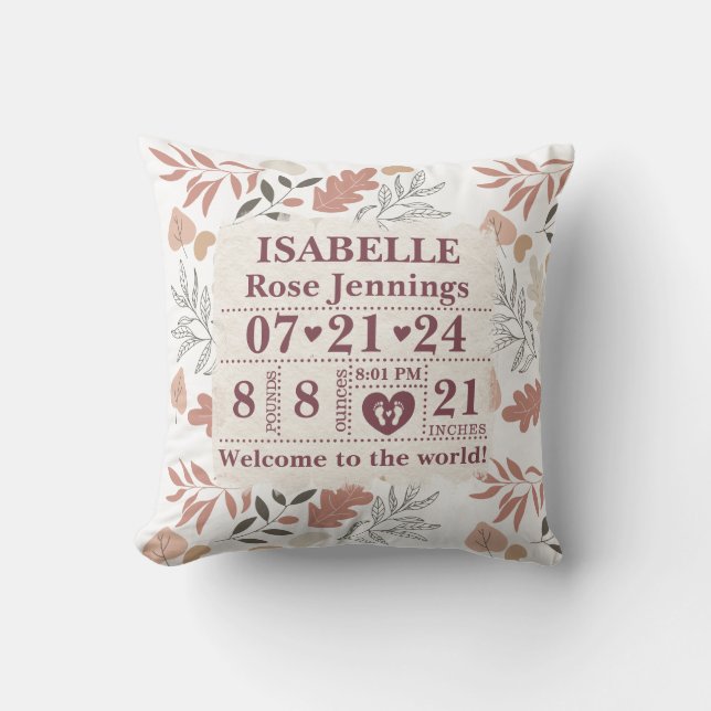 Cojín Decorativo Estadísticas de natalidad personalizadas que deja  (Anverso)