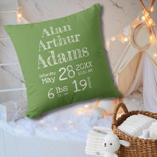 Cojín Decorativo Estadísticas de natalidad verde moderna Pillow con (Subido por el creador)