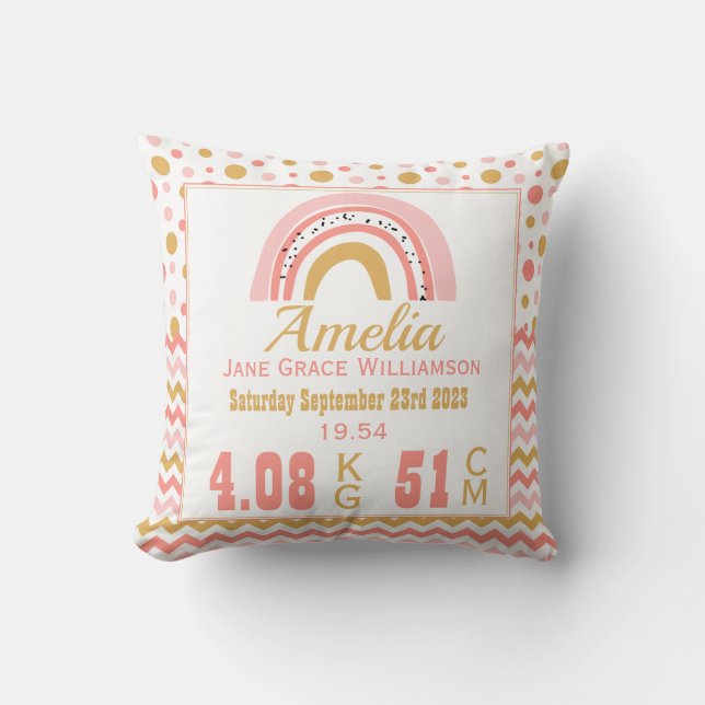 Cojín Decorativo Estadísticas de recién nacidos de la métrica del a (Anverso)