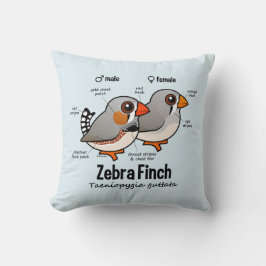 Cojín Decorativo Estadísticas del pinzón de cebra