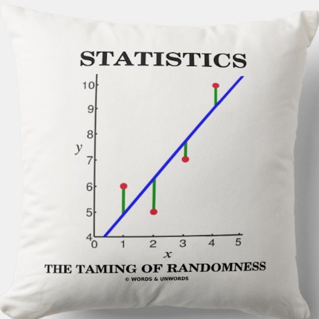 Cojín Decorativo Estadísticas La Denominación De La Aleatoriedad Mu (Stats throw pillow for anyone who knows that statistics is the taming of randomness)