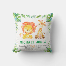 Cojín Decorativo Estadísticas personalizadas del bebé niño Verde Sa
