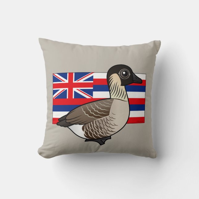 Cojín Decorativo Estado Birdorable de Hawaii: Nene (Anverso)