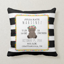 Cojín Decorativo Estado de nacimiento de la niña de la banda Boho P