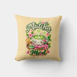 Cojín Decorativo Estado Matcha – Taza de Té Matcha Kawaii Monada