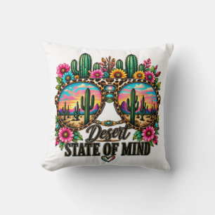 Cojín Decorativo Estado Mental del Desierto Boho Atardecer de Cactu