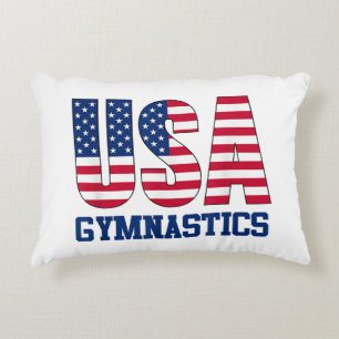 Cojín Decorativo Estados Unidos: Deportes de gimnasia con bandera e