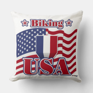 Cojín Decorativo Estados Unidos en bicicleta