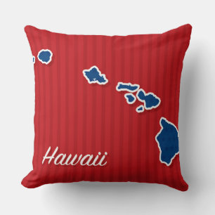 Cojín Decorativo Estados Unidos Hawaii: Estrellas patrióticas y map