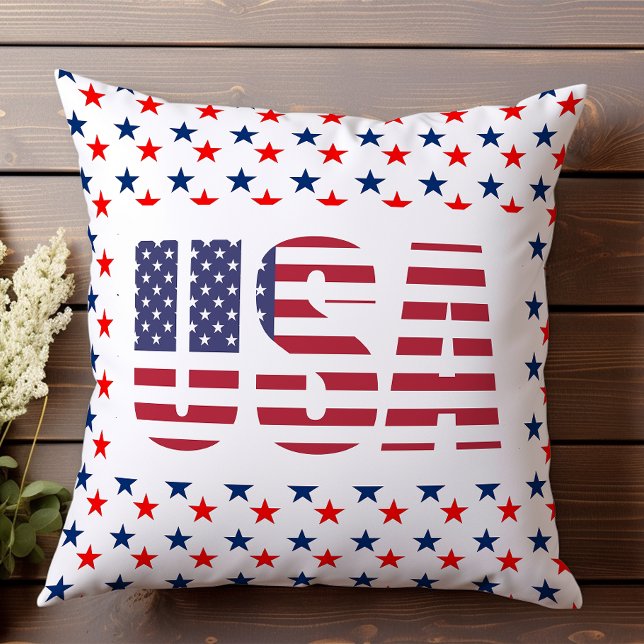 Cojín Decorativo Estados Unidos Patriótico Julio Estrellas Rojas Bl (Subido por el creador)