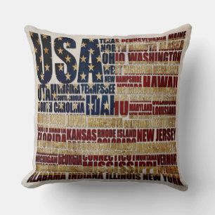 Cojín Decorativo Estados Unidos y sus estados federales en estrella
