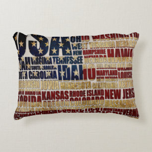 Cojín Decorativo Estados Unidos y sus estados federales en estrella