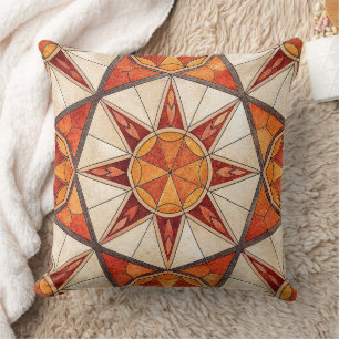 Cojín Decorativo Estallido de Estrella Rojo Fuego y Naranja - Mosai
