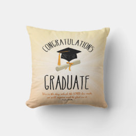 Cojín Decorativo Estallido de oro de graduación religiosa con gorro