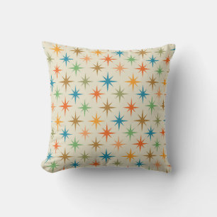 Cojín Decorativo Estallidos de estrellas atómicas coloridos de medi
