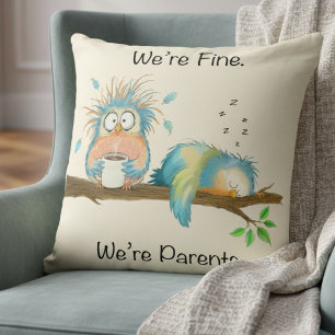 Cojín Decorativo Estamos Bien Somos Padres Pájaros Divertidos