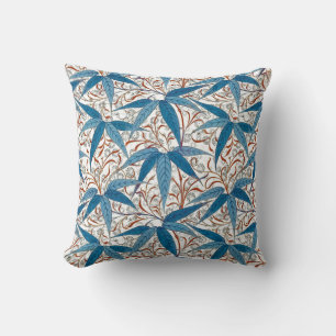 Cojín Decorativo Estampa de bambú de William Morris, azul denim y b