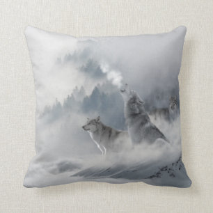 Cojín Decorativo Estampa de lobo de nieve