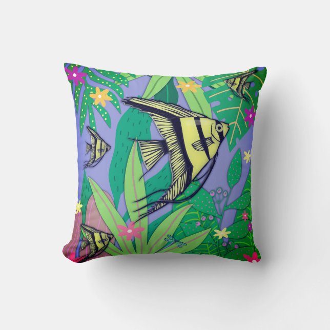Cojín Decorativo Estampa de Pez Ángel #2 Recoleta (Anverso)