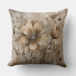 Cojín Decorativo Estampa floral acuarela marrón beige terroso