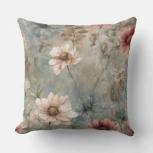 Cojín Decorativo Estampa floral azul cálida terrosa