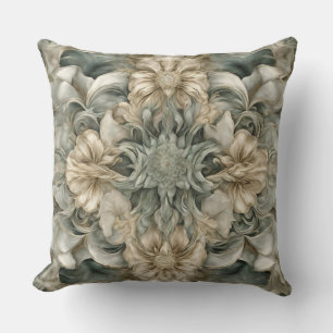 Cojín Decorativo Estampa floral caprichosa de color verde salvia