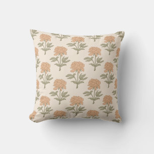 Cojín Decorativo Estampa floral de peonía bloque vintage boho cálid