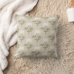 Cojín Decorativo Estampa floral de peonía en bloque vintage beige h