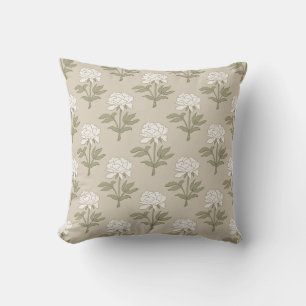 Cojín Decorativo Estampa floral de peonía en bloque vintage beige h