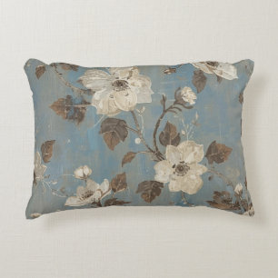 Cojín Decorativo Estampa floral marrón cacao azul claro rústica