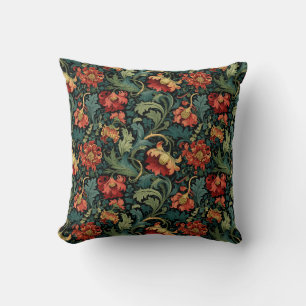 Cojín Decorativo Estampa floral roja de William Morris